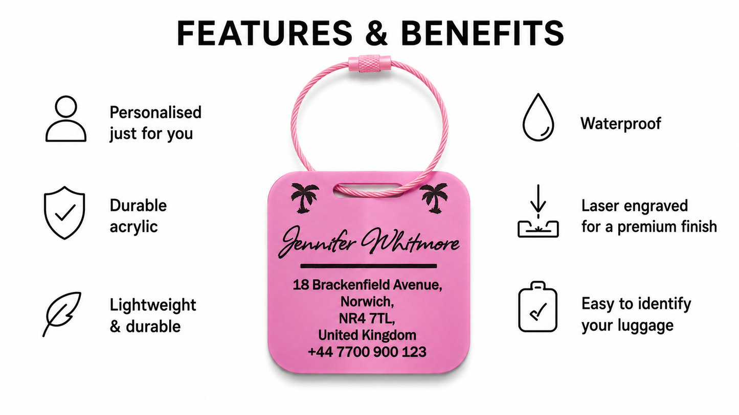 Personalised Acrylic Luggage Tag